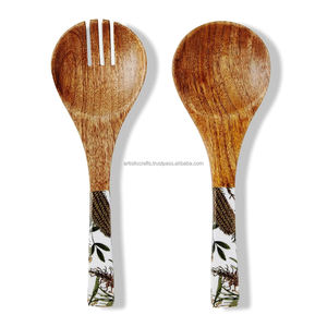 Vente chaude Long Manche En Bois D'acacia Ustensiles De Service Style Populaire En Bois Salade Serveur Ensemble Écologique - Product Image 6