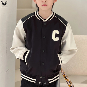Chaqueta de Béisbol Transpirable para Niños, Chaqueta Deportiva Juvenil Resistente al Viento, Chaqueta Varsity para Niños Pequeños con Parche Personalizado Estampado - Product Image 2