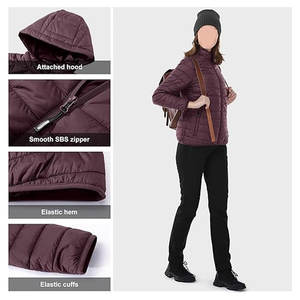 Chaqueta Acolchada Ligera y Plegable con Capucha, Chaqueta de Invierno Acolchada, Abrigo Cálido y Aislante para Clima Frío, Informal, para Exteriores - Product Image 4