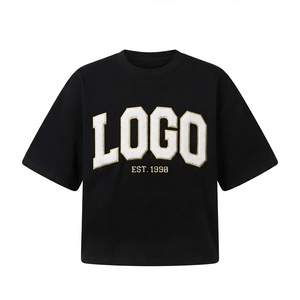 T-shirt surdimensionné en chenille brodé, design personnalisé, tee-shirt en coton unisexe, vêtements de mode streetwear - Product Image 1