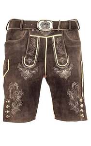 Lederhosen bavaroises traditionnelles pour hommes, shorts en cuir véritable 100%, brodés aux genoux, vêtements Tracht pour le festival d'Oktoberfest - Product Image 3