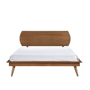 Letto matrimoniale in legno stile country casual con testiera ovale, 1 pz, design a piattaforma, per camera da letto - Product Image 3