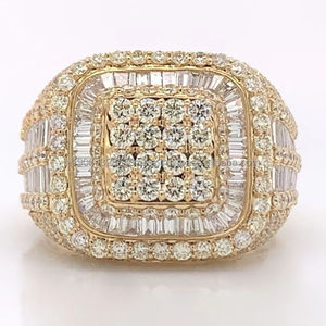 Anillo Cuadrado Hip Hop de Plata de Ley 925 Bañado en Rodio con Incrustaciones de Circonitas, Corte Baguette y Redondo, Regalo de Boda o Aniversario para Hombre - Product Image 1