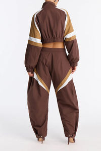Women Sportswear Windbreaker <b>Set</b> Two Piece Casual <b>Crop</b> <b>Top</b> Jacket and High Waist Pants Jogger Tracksuit for Wholesale - Product Image 2