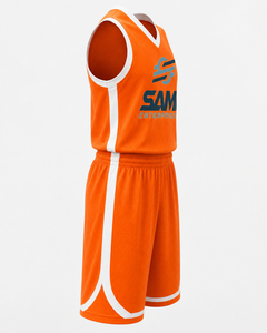 Basketball Uniform Set <b>Orange</b> Mesh Sublimated Jersey Shorts Unisex Adult Athletic Wear - Product Image 3