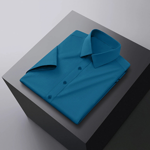 Camisa de Manga Larga Casual de Primavera/Verano para Hombre DAN, Tejida, Anti-Pilling, 100% Algodón Satinado, Cuello con Botones de Doble Hilera - Product Image 2