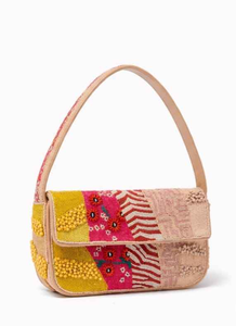 Bolso de Hombro Bordado con Cuentas Acrílicas Hecho a Mano en Forma de Trapezoide para Mujer, Mini Bolso de Moda con Cierre de Cremallera - Product Image 3
