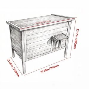 Casetta Classica Isolata in Legno Massello per Gatti di Taglia Grande, con Design Rettangolare Classico per Uso Esterno in Autunno e Inverno - Product Image 3