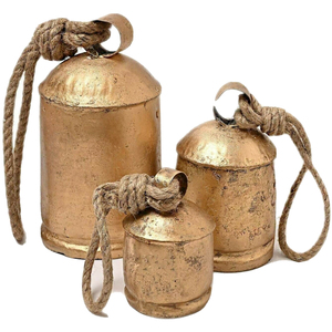 Cloche de vache vintage tendance en laiton pour pendentif de Noël, clochettes rustiques à suspendre avec corde, vente en gros, faites à la main pour la décoration intérieure - Product Image 6