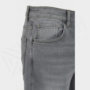 Jean en denim gris délavé coupe slim pour homme, jambe droite, taille mi-haute, en coton, style décontracté automne - Product Image 5