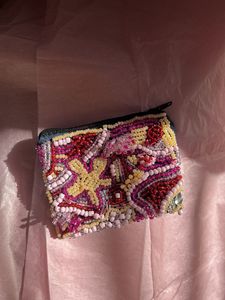 Beautiful Embroidered Beaded Coin Pouch Handmade Mini Zipper Purse with Artistic Craftwork for Women Girls <b>Gifts</b> and Everyday - Product Image 1