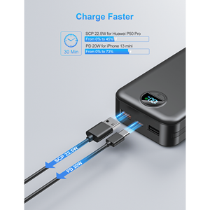 20000mAh caricabatterie portatile ad alta velocità Slim da viaggio essenziali Power Bank con cavi integrati e cavi compatibili con iPhone - Product Image 4
