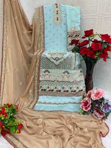 Meilleure qualité indien pakistanais vêtements femmes 2 pièces costume asiatique Shalwar Kameez costumes dernière conception mode porter des robes de mariée - Product Image 6