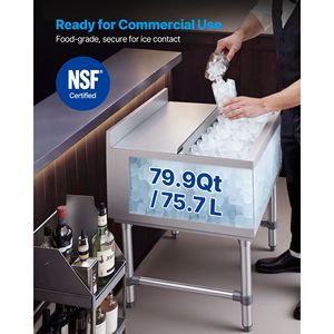 Contenitore Refrigerante in Acciaio Inox 24x24x33 con Capacità Massima di 79,9 Qt e Coperchio Scorrevole per Cucine Commerciali - Product Image 2