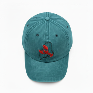 Casquette de baseball tendance en coton avec broderie homard et contour de l'État du Maine, style vintage délavé, casquette personnalisée OEM - Product Image 3
