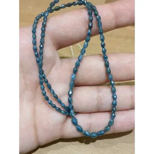 สร้อยคอเพชรบลูไดมอนด์ทรงกระบอกเจียระไนแบบธรรมชาติ ขนาด 2.5-4 มม. สำหรับผู้หญิง ของขวัญวันเกิดสำหรับเธอ  คุณภาพระดับ AAA+ - Product Image 4
