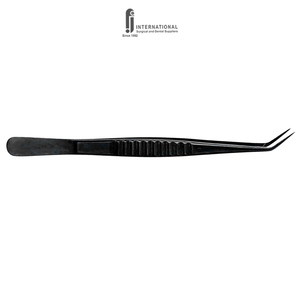 Pinzas Quirúrgicas Dentales de Acero Inoxidable Alemán Personalizables, con Punta Angular Serrada, Empuñadura Ergonómica de Algodón, 30 mm, Negras - Product Image 5