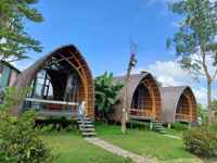 Maisons en bois écologiques à 100 %, exportées du Vietnam, avec taxe d'exportation de 0 %, bungalows, maisons préfabriquées en bambou en forme de A