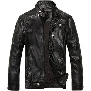 <b>Men</b> Premium Genuine <b>Leather</b> <b>Jacket</b> Stand Collar Soft Comfortable Classic Casual Full Zip Durable Fashion Breathable Quick Dry - Product Image 5