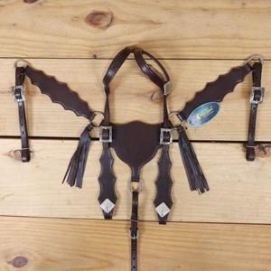 Ensemble de têtière et de collier de poitrail Western en cuir de vachette premium, léger, très tendance, avec motifs perlés personnalisés, équipement équestre saisonnier - Product Image 5