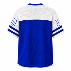 Zeta Phi Beta Mesh V-Neck T-Shirt Blue White Color Block <b>Short</b> Sleeve Men's Sporty Casual Wear Breathable Regular Fit - Product Image 4