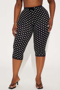 Leggings capri taille haute pour femmes avec bordure en dentelle, pantalon à cordon de serrage grande taille, style yoga - Product Image 2
