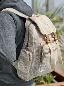 Nouveau design de sacoche pour ordinateur portable en chanvre sac à dos durable nouveauté jute avec matériau en coton sac à dos de voyage unisexe à usages multiples - Product Image 3