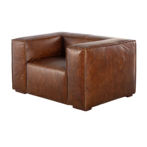 Contemporary Brown Leather Armchair Single <b>Sofa</b> Minimalist Couch <b>for</b> Living Room Apartment Hotel Furniture Manufacturer - Product Image 2