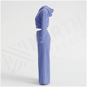 Conjunto Deportivo de Sudadera con Capucha y Cremallera y Pantalones Anchos para Mujer, Corte Holgado Informal, Manga Larga, Color Sólido, Ropa de Otoño - Product Image 3