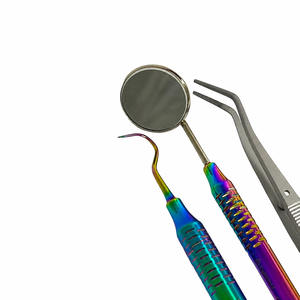 Kit dentaire manuel de base en acier inoxydable allemand, 6 pièces, revêtement or arc-en-ciel, stérilisable, manche creux, instruments médicaux buccaux - Product Image 3