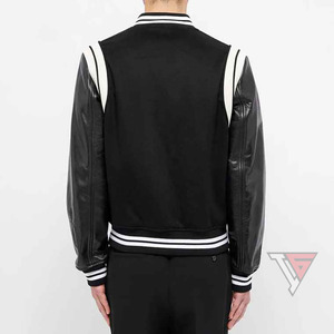 OEM Custom Winter Men's 100% Wool Rose Embroidery Fleece Varsity Bomber Jacket with Canvas Fabric Reversible & Eco-Friendly - Product Image 2