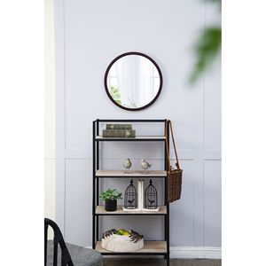 Specchio da Parete con Cornice in Legno Finitura Noce 50x50 cm Design Circolare per Soggiorno e Sala da Pranzo - Product Image 2