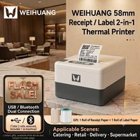 Imprimante d'étiquettes thermiques Weihuang P20 58 mm grise, Bluetooth, USB, imprimante de reçus POS, imprimante d'étiquettes de codes-barres pour Android, iOS, Windows PC
