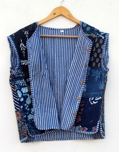 Nouveauté veste matelassée Kantha en coton faite à la main vestes de travail avec écusson manteaux veste matelassée Boho pour femmes - Product Image 6