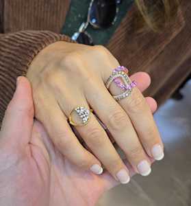 Custom Round Baguette Lab Grown Diamond Cluster Ring Pave Set Solitaire Daily Wear Statement Ring 14k 18k Solid Gold Manufacture - Product Image 4