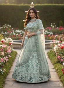 ชุดเลเฮนกาโชลีผ้าไหมเพชรพรีเมียมทันสมัย พร้อมกระโปรงบานขนาด 3.5 เมตร แห้งเร็ว สง่างาม เหมาะสำหรับงานปาร์ตี้และงานแต่งงานสำหรับผู้หญิง - Product Image 3