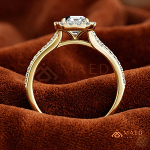 Gold Plated Asscher Cut Halo Engagement <b>Ring</b> Women Pave Band American Diamond <b>CZ</b> Wedding <b>Ring</b> Fine Jewelry Design - Product Image 3