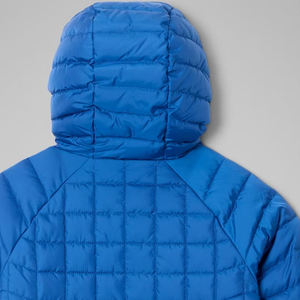 Blue <b>Hooded</b> <b>Puffer</b> <b>Jacket</b> Color Blocking Zipper Closure Windproof Winter Coat <b>Men</b> Casual Regular Fit Polyester Wadding - Product Image 5