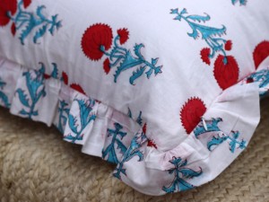 Luxury Square Boho Bedding <b>Indian</b> Ruffled Cotton Pillow Shams Block Print Cushions Frill <b>Throw</b> Pillow Covers 100% Home Hotel - Product Image 2