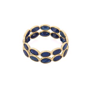 Bague de mariage éternelle en or jaune 18 carats avec saphirs - Bague ajustable et imposante - Product Image 4