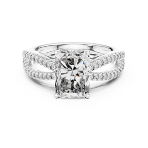 Bague de fiançailles en or avec diamant de laboratoire, double rangée pavée, élégante, pour femme - Product Image 4