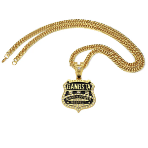 Mens Hip Hop Big Gangsta Pendant Necklace <b>Iced</b> <b>Out</b> Letter Charm Bling Cuban <b>Chain</b> Streetwear Moissanite Jewelry Gift For - Product Image 6