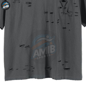 Camisetas para Hombre con Efecto Desgastado, MOQ Bajo, Material Poliéster/Algodón, Ligeras, Sólidas, Transpirables, Estilo Urbano, Logotipo Personalizado, Todos los Colores - Product Image 3