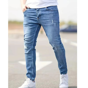 Pantalones Vaqueros Azules Apilados para Hombre Pantalones Vaqueros Ajustados para Hombre, Pantalones al por Mayor - Product Image 5