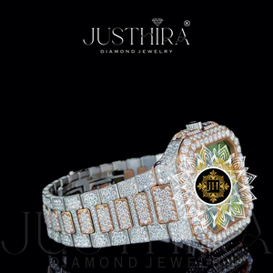 Reloj de Cuarzo con Diamantes Moissanite de Primera Calidad, Cuadrado, Unisex, Claridad VVS, Esfera con Incrustaciones, Correa de Acero Inoxidable, Estilo HipHop Deportivo - Product Image 3