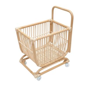 High Quality Kids Toy Rattan Leisure Trolley Cart <b>Shopping</b> Cart Toy for Nursery Room School Use Wholesale - Product Image 3