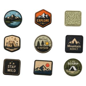 Custom 3D Embossed Rubber Patches Outdoor Adventure Design Stick-On Badge for <b>Bags</b> and <b>Hats</b> Irregular Shape Decorative Patch - Product Image 3