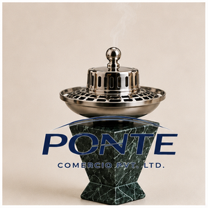 Quemador de incienso moderno de mármol verde natural y metal, hecho a mano, para Bakhoor árabe, para decoración del hogar y uso religioso. - Product Image 3