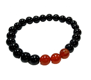 <b>Bracelet</b> Black Agate & Red Carnelian <b>Beads</b> Stone <b>Bracelet</b> Crystal Gemstone Fashion Jewelry <b>Men</b> and Women Gift Energy Meditation - Product Image 1