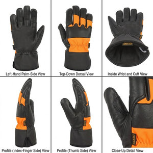 Gants de travail de sécurité robustes en cuir de vachette pour la construction et l'industrie, avec doublure en tissu polaire de coton perforé au dos, confortables - Product Image 2